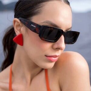 Prada Black and Purple Rectangular Sunglasses